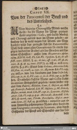 Caput VII. Von der Paracentesi der Brust und des Unterleibes