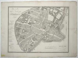 Plan von München, 1:1 700, Radierung, 1806
