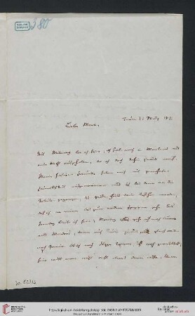 Briefwechsel Theodor Mommsen und Marie Mommsen geb. Reimer: Brief von Theodor Mommsen an Marie Mommsen