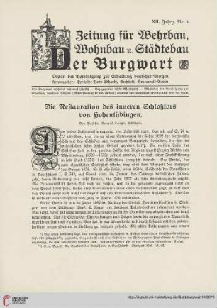 12: Die Restauration des inneren Schloßtors von Hohentübingen
