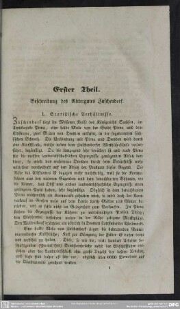 Erster Theil. Beschreibung des Rittergutes Zuschendorf