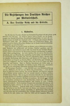 Die Beziehungen des Deutschen Reiches zur Weltwirtschaft
