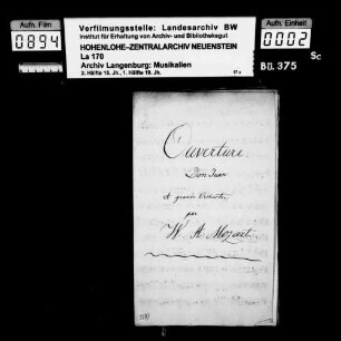 Wolfgang Amadeus Mozart: Ouverture / Don Juan / A grande Orchestre / par / W.A. Mozart / [KV 527].