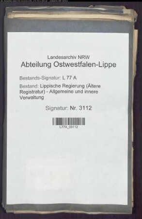 Handakten des lippischen Ministerresidenten Legationsrat Greuhm zu Berlin