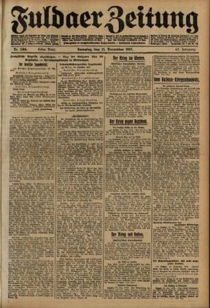 Erste Ausgabe vom Samstag, den 11. Dezember 1915.