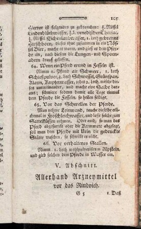 V. Abschnitt. Allerhand Arzneymittel vor das Rindvieh.