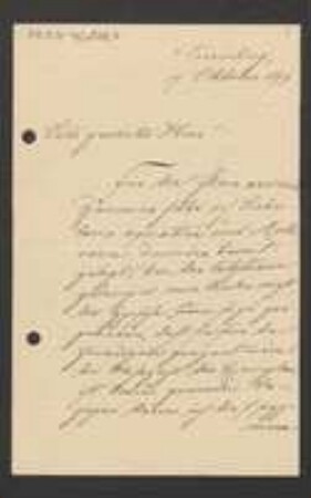 Brief von Karl Eduard Semler an Unbekannt
