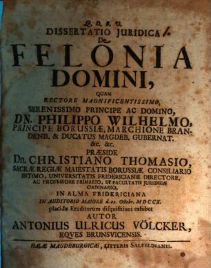 Dissertatio Juridica De Felonia Domini