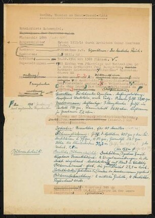Volksbühne, Berlin-Mitte: Schriftstück zum Fragebogen für das Handbuch »Das Deutsche Theater«, zwei Seiten
