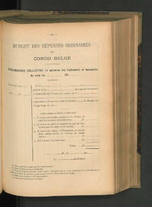 Budget Des Dépenses Ordinaires Du Congo Belge.