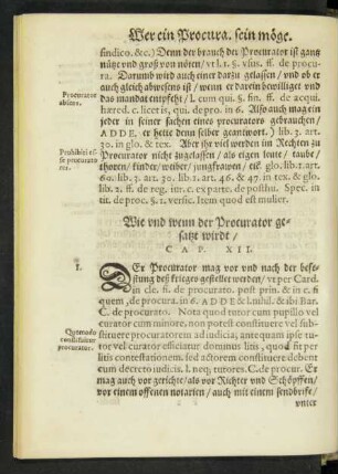 Wie und wenn der Procurator gesatzt wirdt/ Cap. XII.