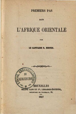 Premiers pas dans l'Afrique Orientale