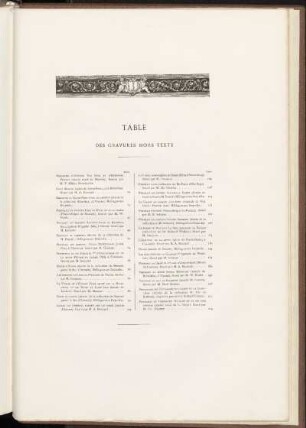 Table des gravures hors texte