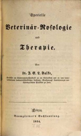 Specielle Veterinär-Nosologie und Therapie