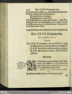 Die LXXXIX. Hochzeitpredig. Ex 1.Corinth.7.v.39