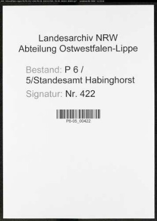 Sterberegister Standesamt Castrop-Rauxel Habinghorst