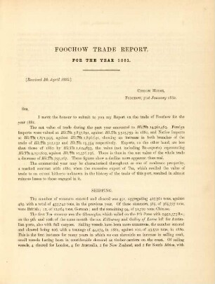 Foochow trade report
