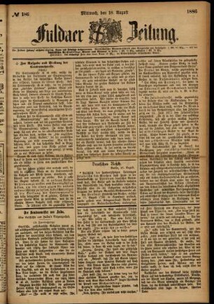 Ausgabe vom Mittwoch, den 18. August 1886.