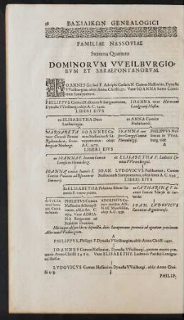 Familiae Nassoviae Stemma Quartum Dominorum VVeilburgiorum Et Saraeponganorum.