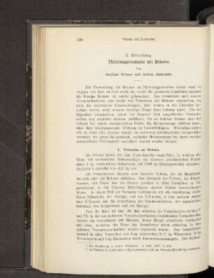 X. Mitteilung. Fütterungsversuche mit Melasse.
