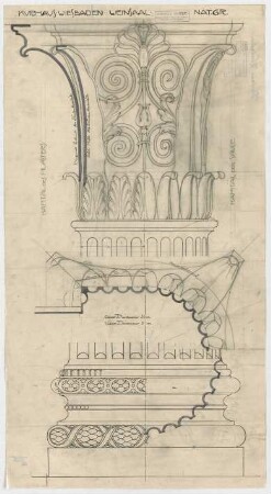 Thiersch, Friedrich von; Wiesbaden; Kurhaus - Kapitell im Weinsaal (Detail)