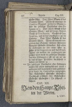 Cap. XII. Von den Haupt-Theilen der Wörter.