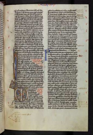 Zierinitialen mit Ranken und Drachen geschmückt.