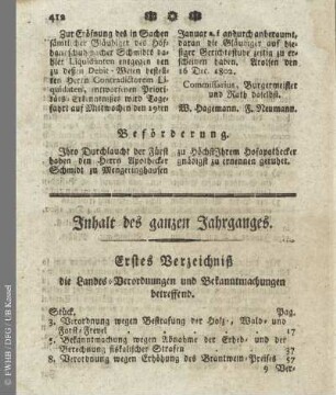 Inhalt des ganzen Jahrganges