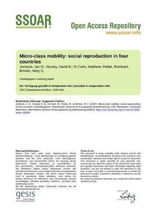Micro-class mobility: social reproduction in four countries
