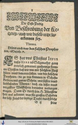 Die Erste Predig