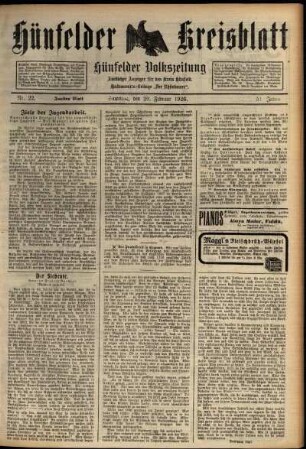 Zweite Ausgabe vom Samstag, den 20. Februar 1926.