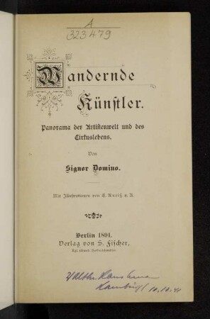 Wandernde Künstler : Panorama der Artistenwelt und des Cirkuslebens