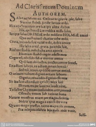 Ad Clarissimum Dominum AUTHOREM.