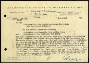 M. Schede an DAI Athen