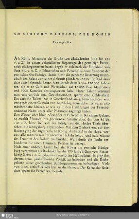 So Spricht Dareios, Der König : Persepolis