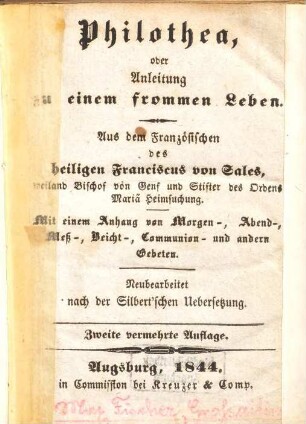 Philothea, oder Anleitung zu einem gottseligen Leben