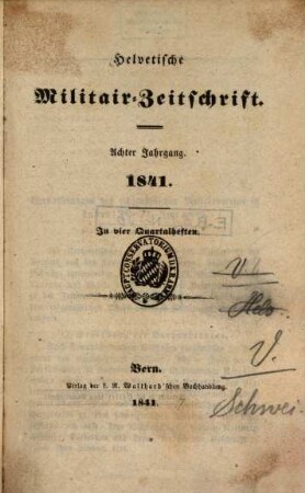 Helvetische Militärzeitschrift, 8. 1841