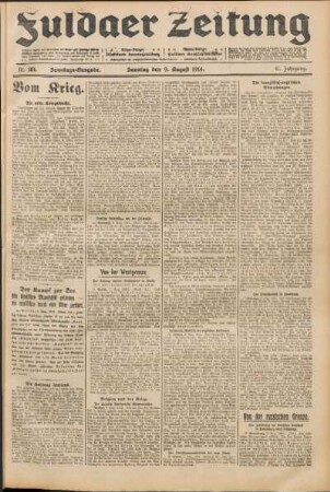 Ausgabe vom Sonntag, den 09. August 1914.