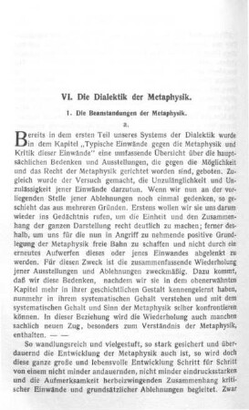 VI. Die Dialektik der Metaphysik