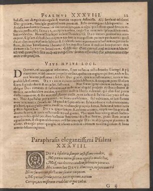 Paraphrasis elegantissimi Psalmi XXXVIII.