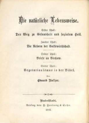 Die natürliche Lebensweise, 1