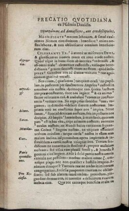 Precatio Quotidiana ex Psalmis Davidis.