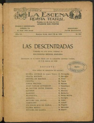 Las descentradas : comedia en tres actos