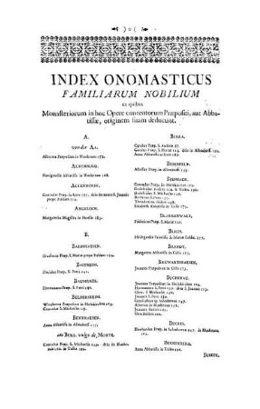 Index Onomasticus Familiarum Nobilium [...]