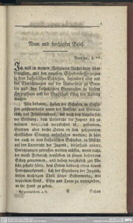 Neun und funfzigster Brief. Breslau, d. **