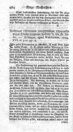 Doctrinae christianae compendium gymnasiis atque scholis scriptum.