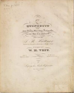 3.ième Quintetto : pour 2 violons, alto et 2 violoncelles (ou 2 altos et 1 violoncelle) ; oeuv. 4