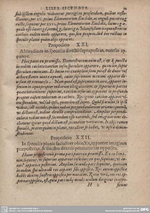 Propositio XXII. In speculis planis facialiter obiectis, apparere imagines praeposteras, & sinistra dextris permutatim opposita.