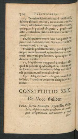 Constitutio XXIX. De Voce Gülden