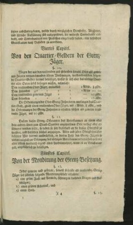 Viertes Capitel. Von den Quartier-Geldern der Grenz-Jäger